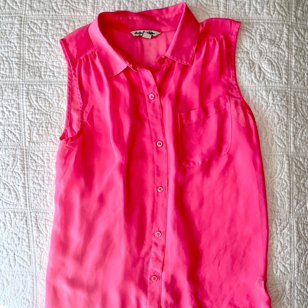 American Eagle Outfitters | Sheet Sleeveless Top | Neon Pink